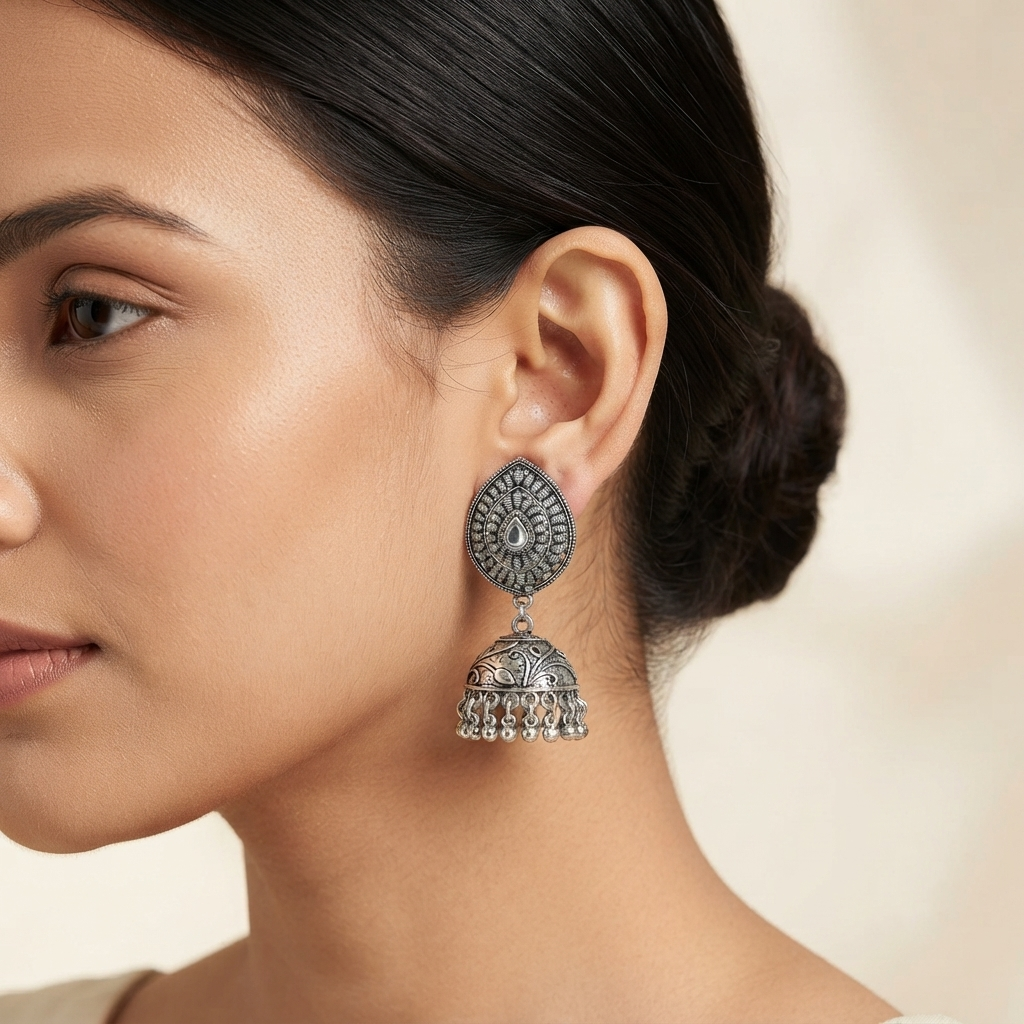 The99Jewel Stylish Oxidised Jhumki Earrings for Women
