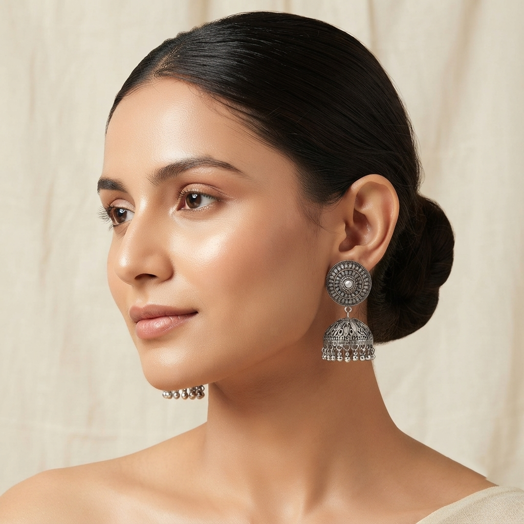 The99Jewel Stylish Oxidised Jhumki Earrings for Women