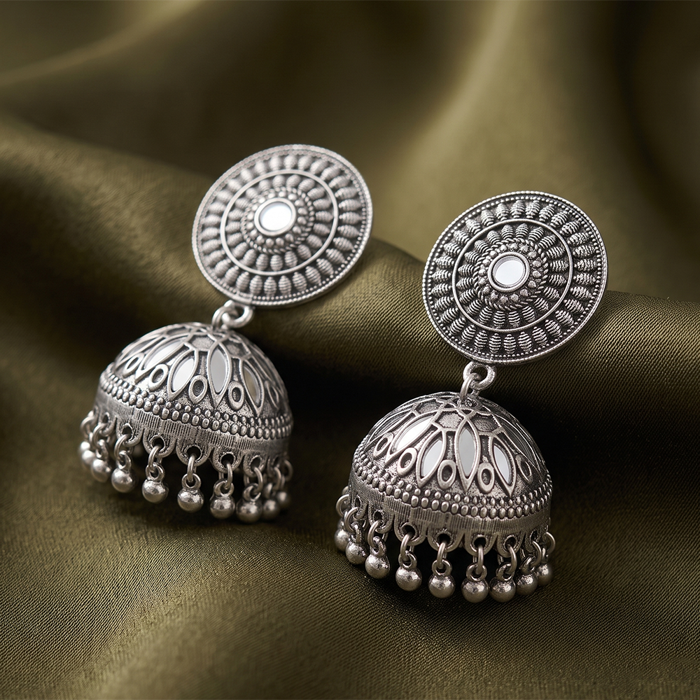 The99Jewel Stylish Oxidised Jhumki Earrings for Women