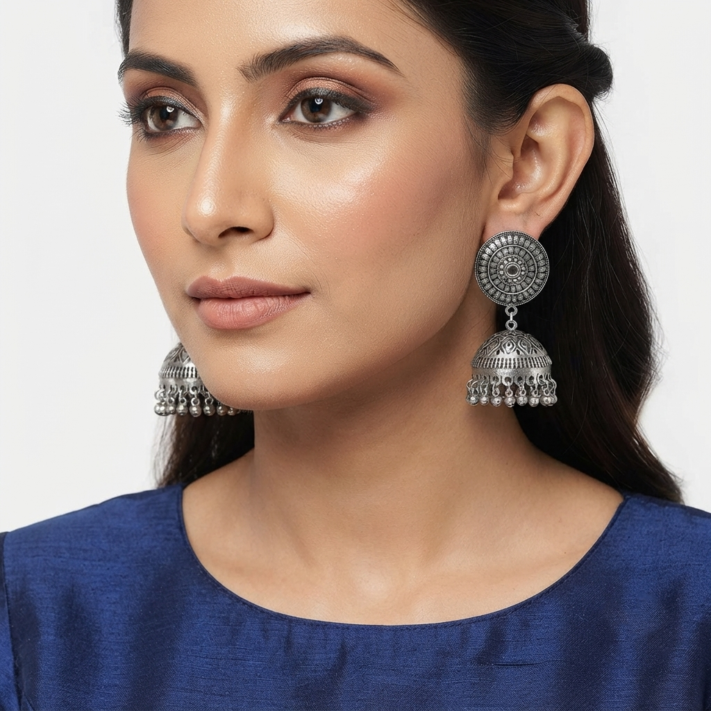 The99Jewel Stylish Oxidised Jhumki Earrings for Women