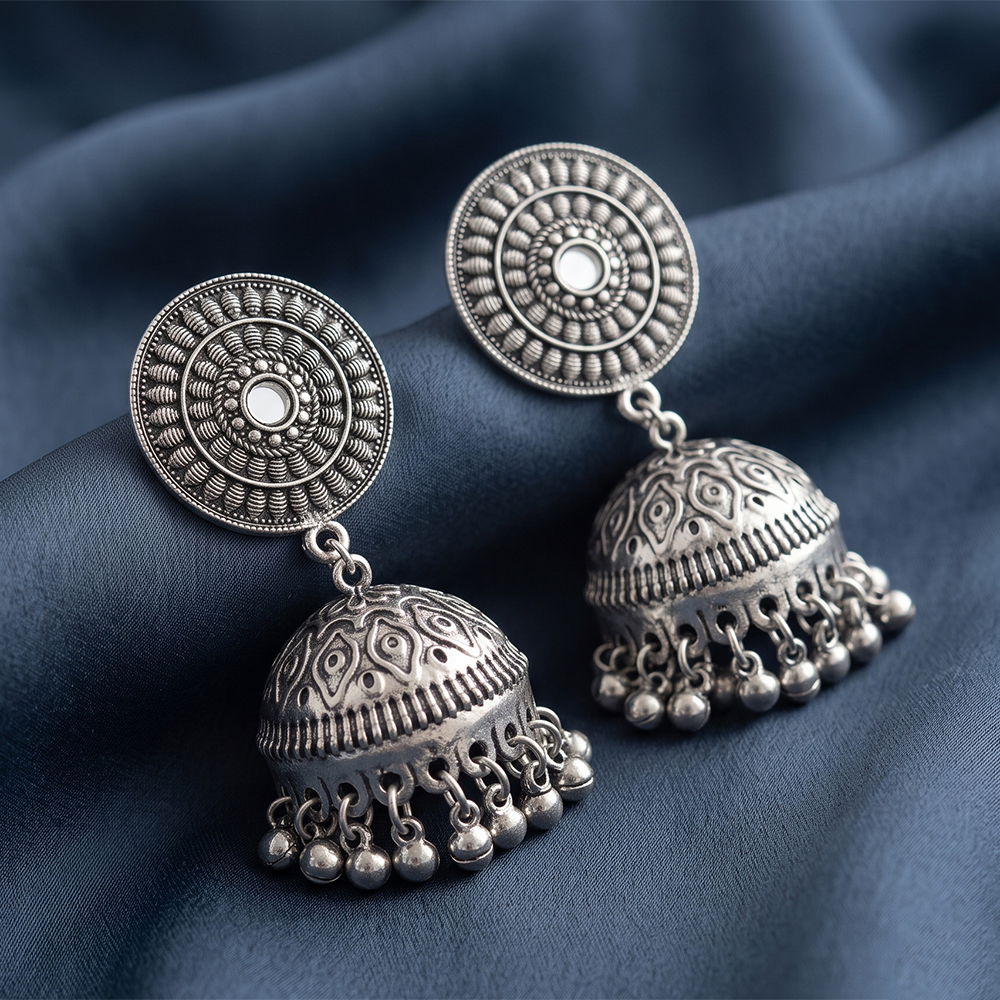 The99Jewel Stylish Oxidised Jhumki Earrings for Women