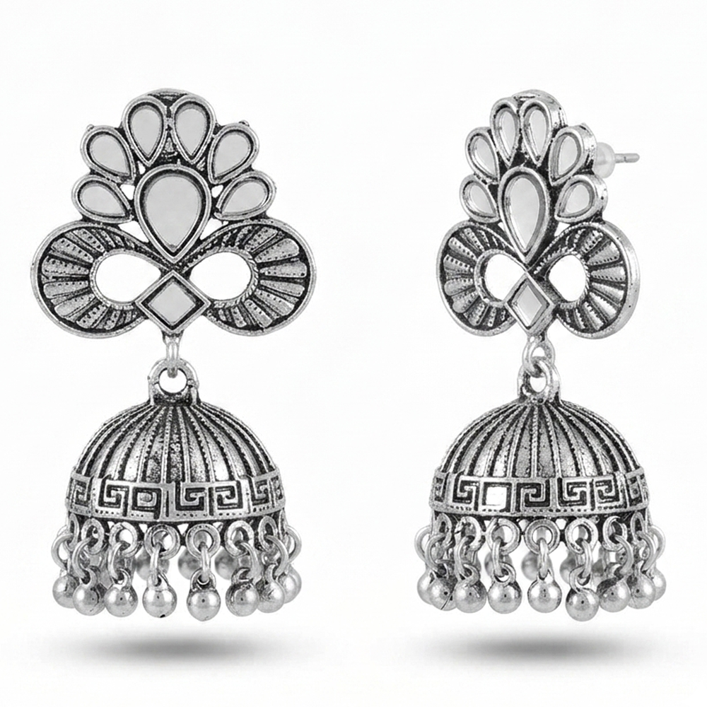 The99Jewel Fashion Oxidised Mirror Jhumki Earrings for Girls & Women