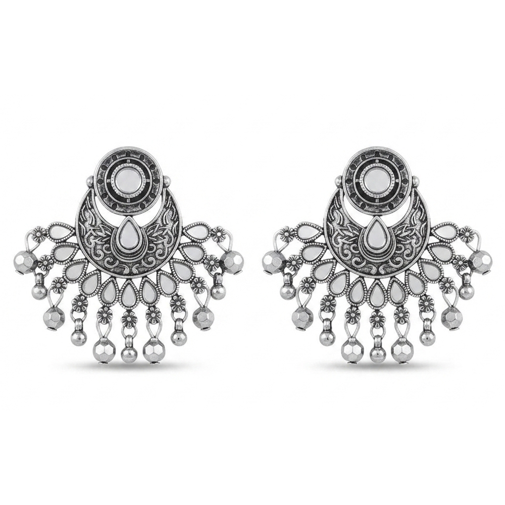 The99Jewel Fashion Oxidised with Mirror Dangler Earrings for Women