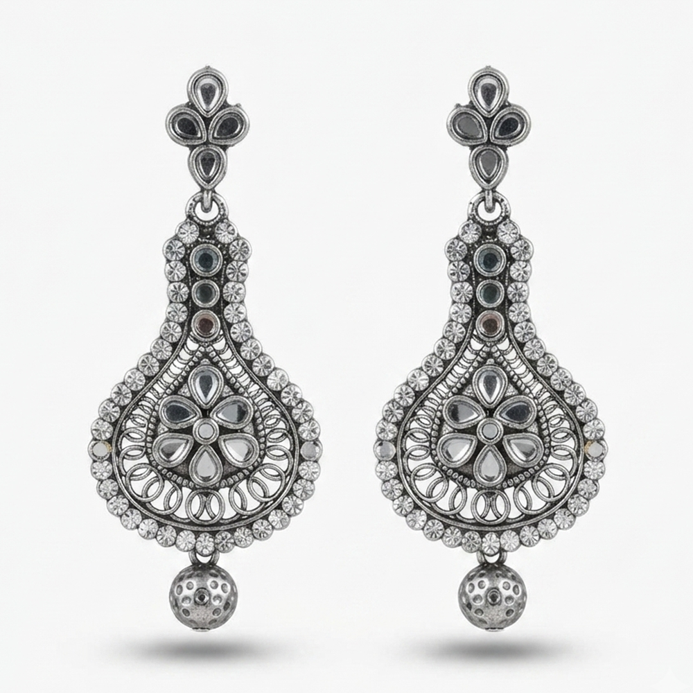 The99Jewel Fashion Oxidised with Mirror Dangler Earrings for Women
