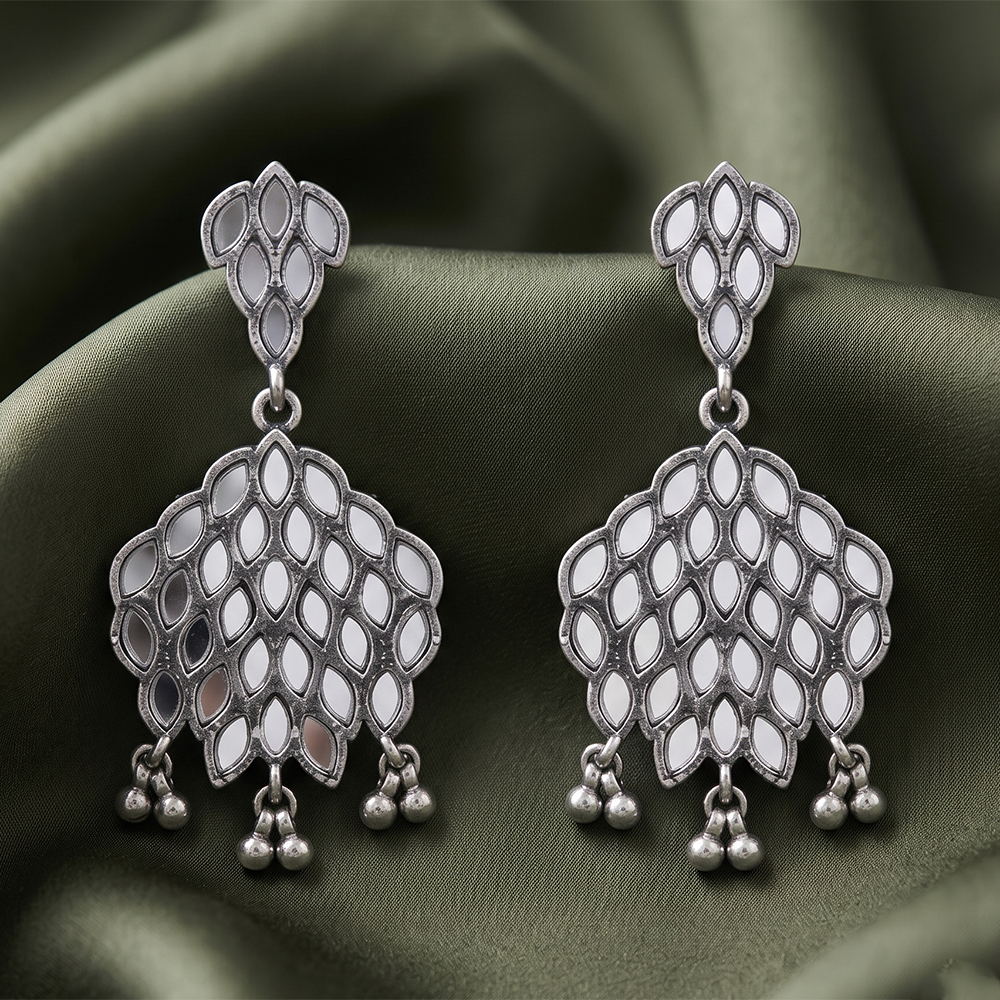 The99Jewel Fashion Oxidised with Mirror Dangler Earrings for Women