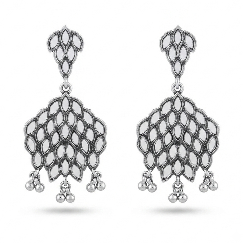 The99Jewel Fashion Oxidised with Mirror Dangler Earrings for Women