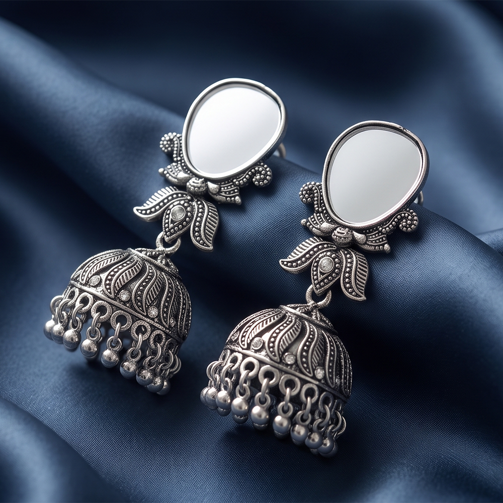 The99Jewel Fashion Oxidised Mirror Jhumki Earrings for Girls & Women
