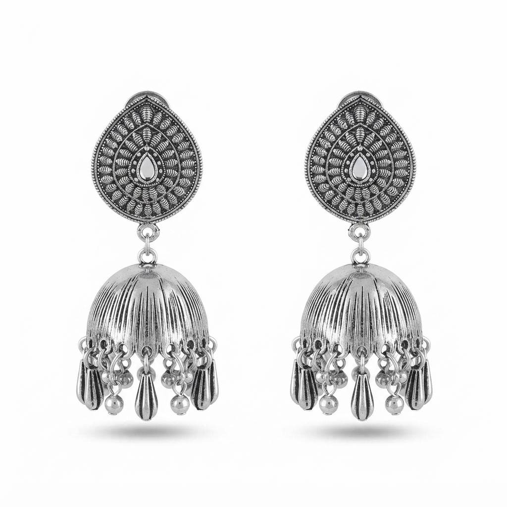 The99Jewel traditional oxidized silver jhumka earrings for Girls & Women
