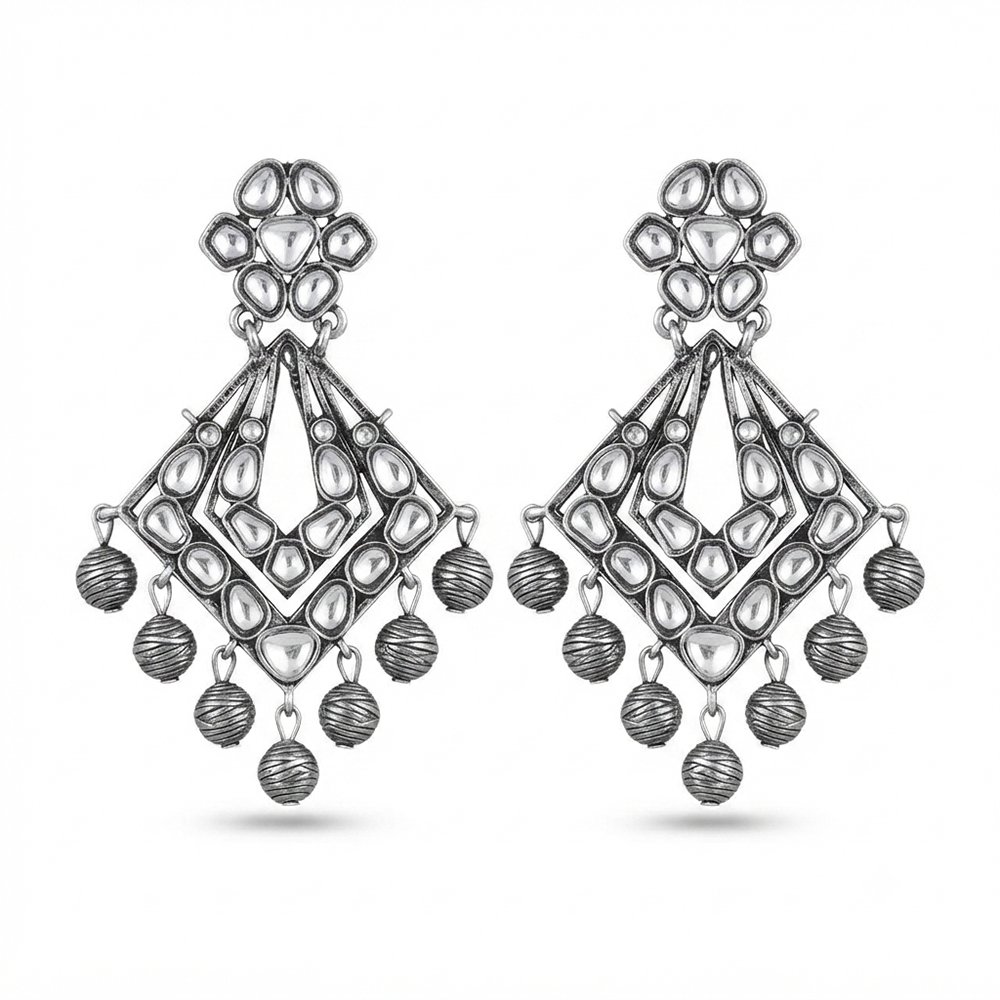 The99Jewel Oxidised Earrings Featuring Mirror Cut Glass Stone for Girls & Women