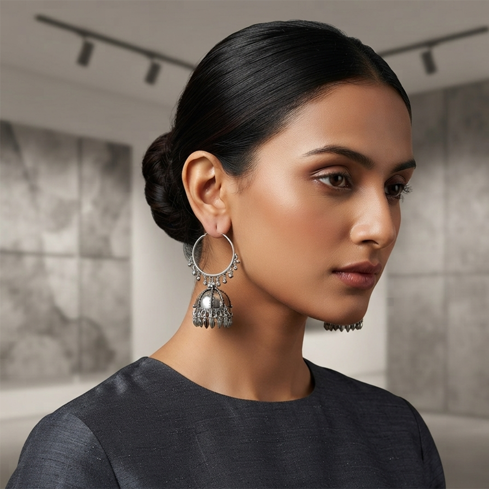 The99Jewel Oxidised Hoop Jhumka Earrings for Girls & Women