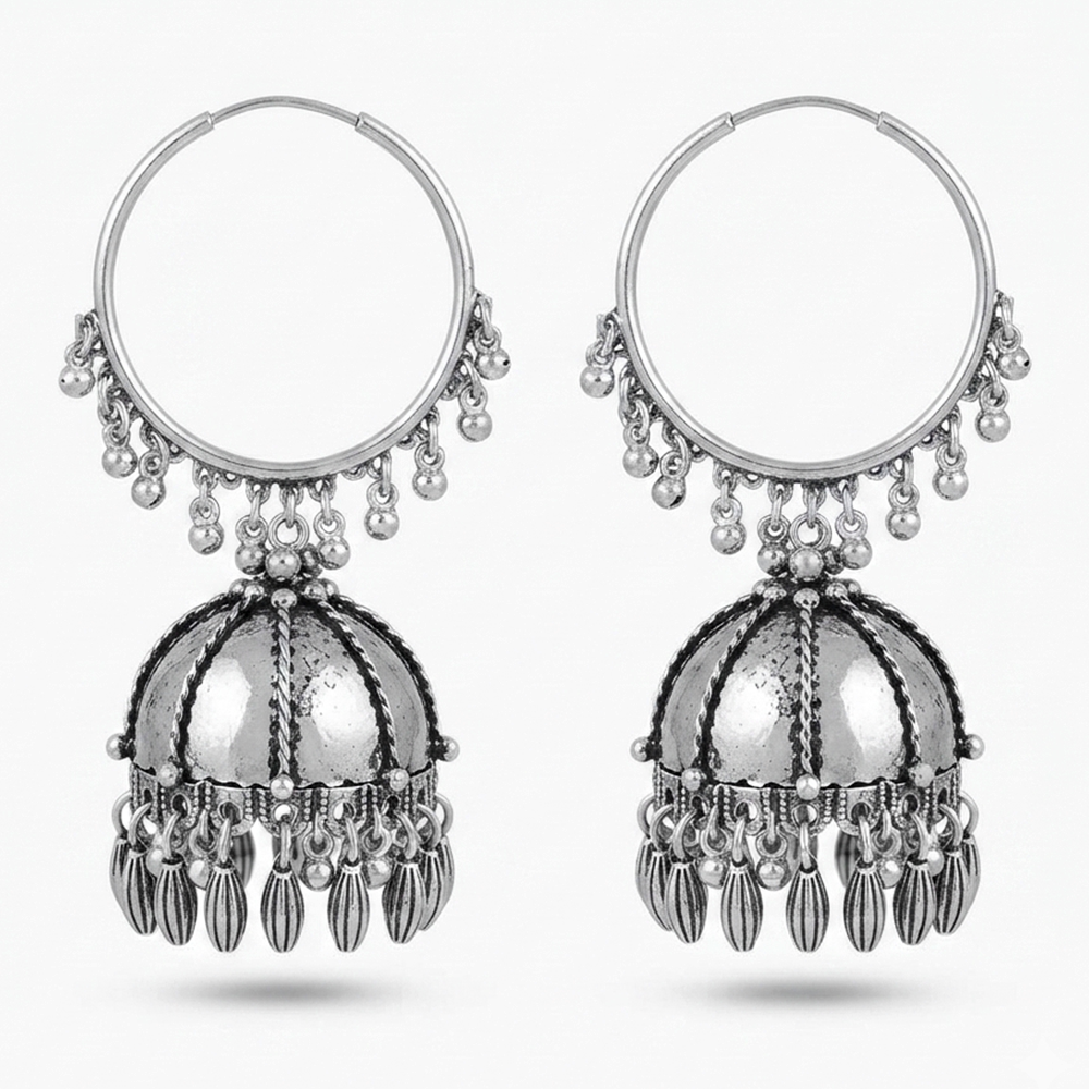 The99Jewel Oxidised Hoop Jhumka Earrings for Girls & Women
