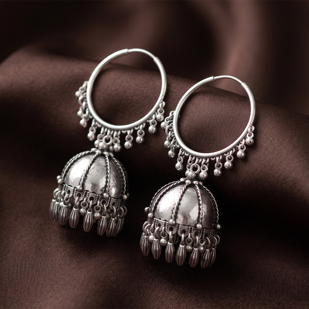 The99Jewel Oxidised Hoop Jhumka Earrings for Girls & Women