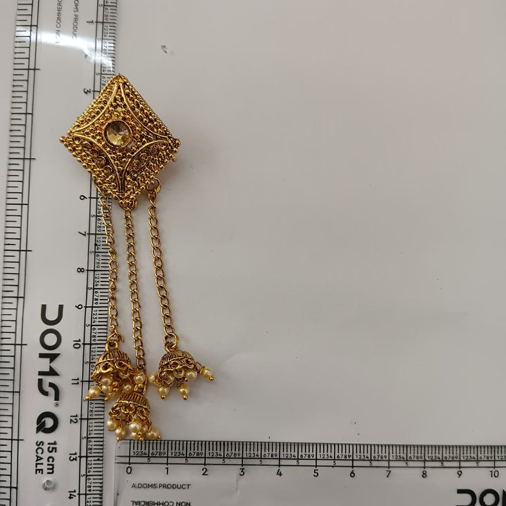 The99Jewel Festive Gold Plated Chain Kashmiri  Jhumki Earrings with Austrian Stone & Pearl