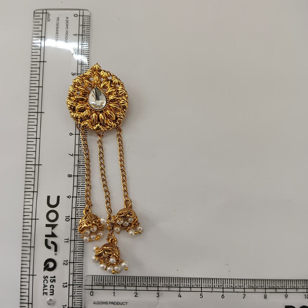 The99Jewel Traditional Gold Plated Pearl Chain Kashmiri  Jhumki Earrings for Women