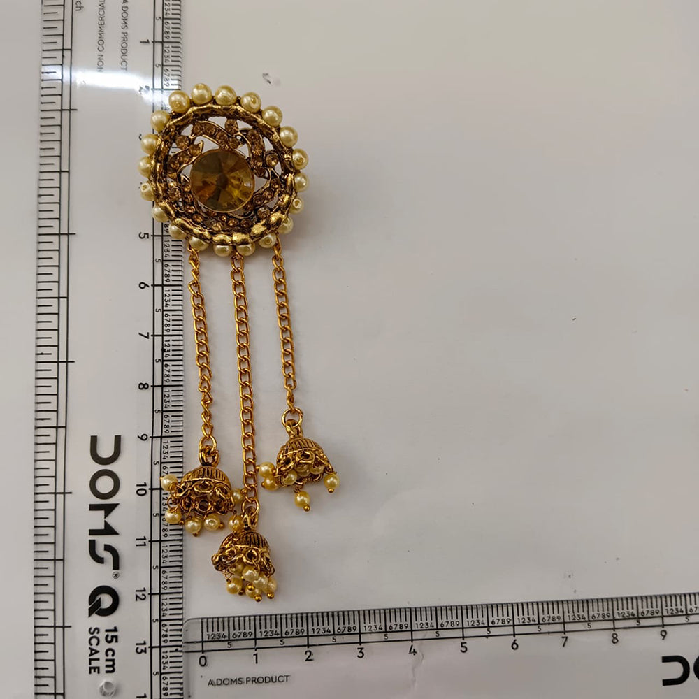 The99Jewel Gold Plated Austrian Stone & Pearl Kashmiri Jhumki Dangler Earrings for Women