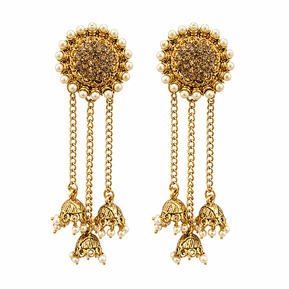 The99Jewel Fashion Gold Plated Austrian Stone Kashmiri  Jhumki Drop Earrings