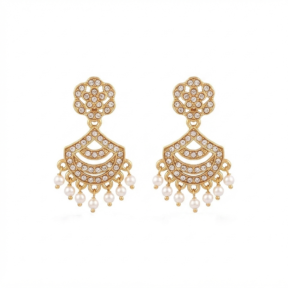 The99Jewel Designer Stone & Pearl Chandelier Earrings for Women