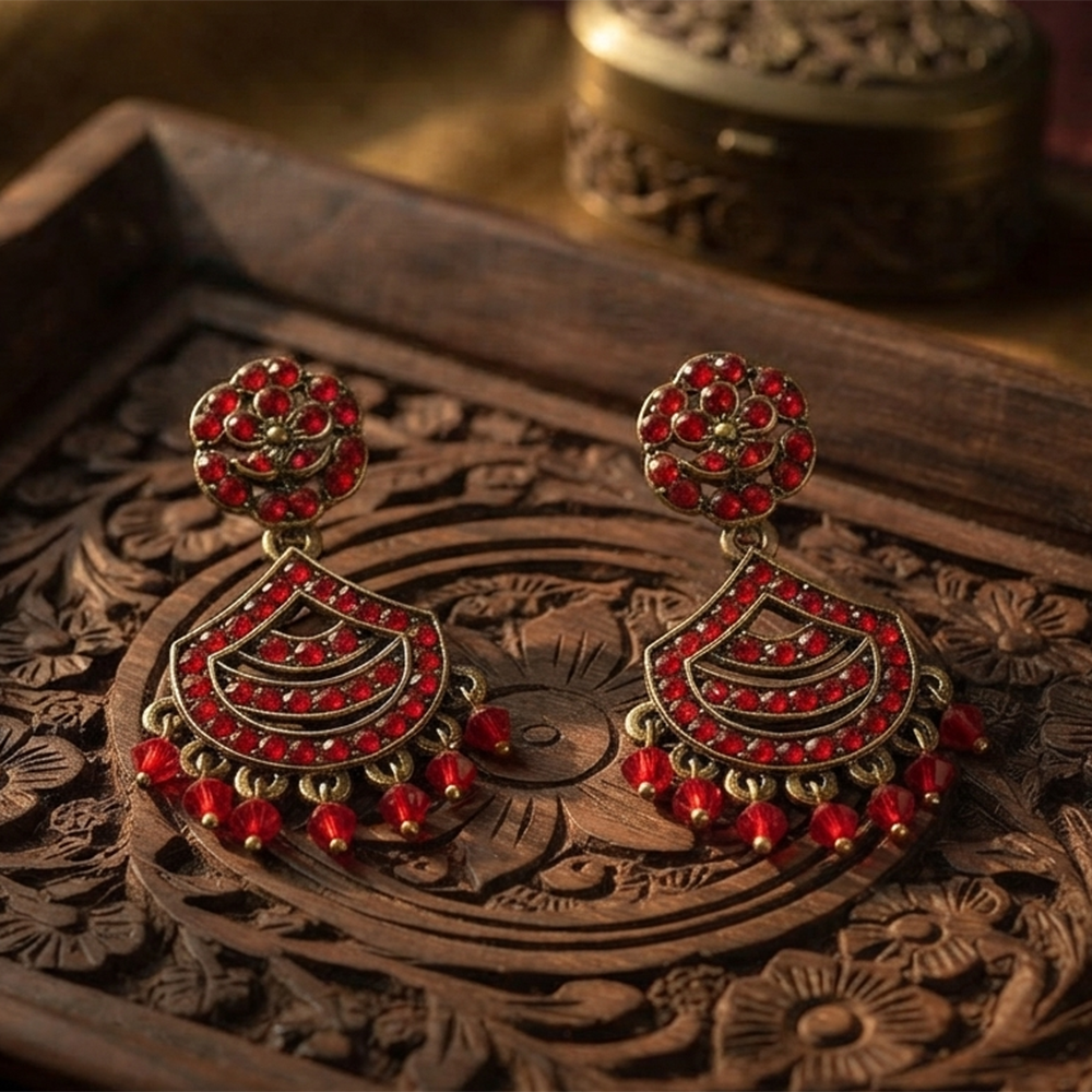 The99Jewel Designer Stone & Pearl Chandelier Earrings for Women
