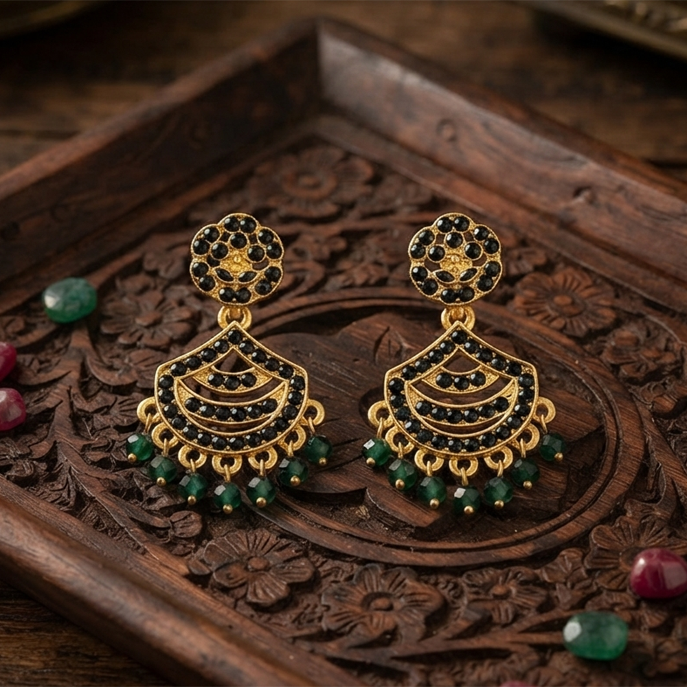 The99Jewel Designer Stone & Pearl Chandelier Earrings for Women