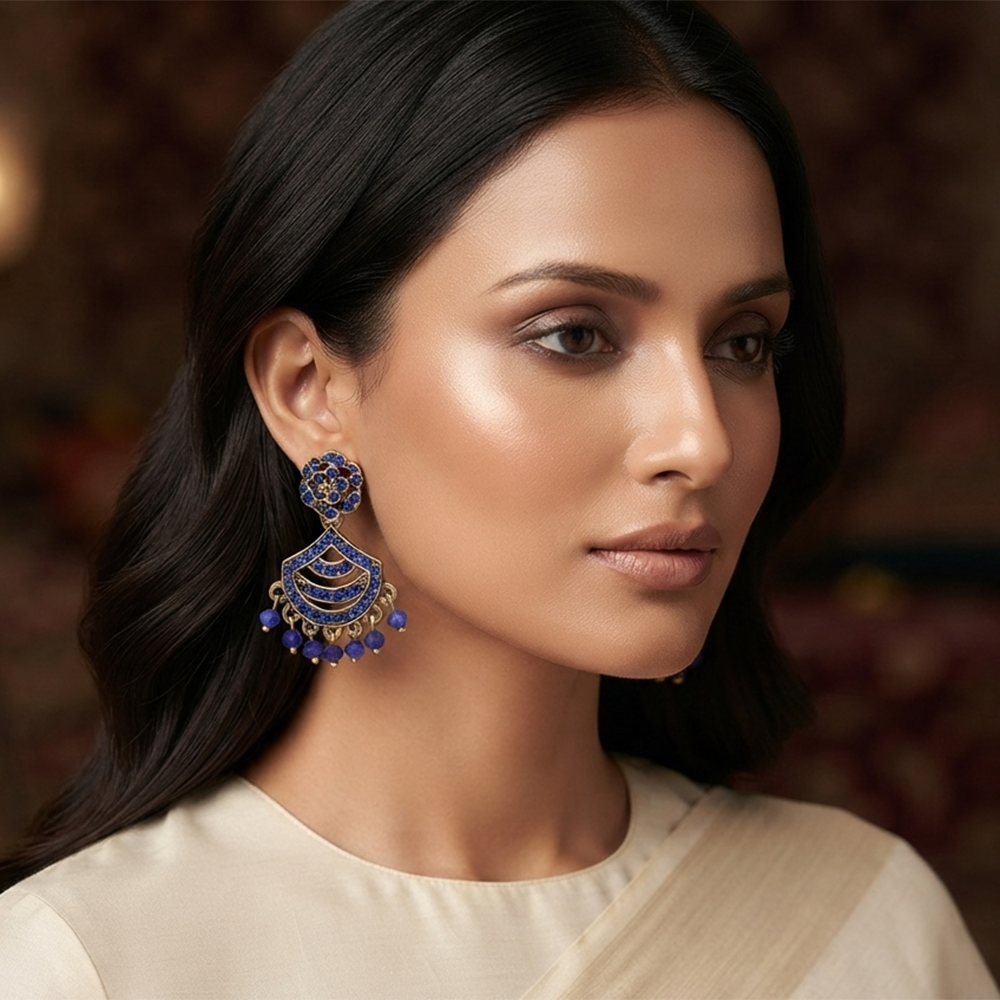 The99Jewel Designer Stone & Pearl Chandelier Earrings for Women