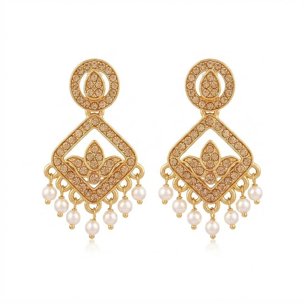The99Jewel Designer Stone & Pearl Chandelier Earrings for Women