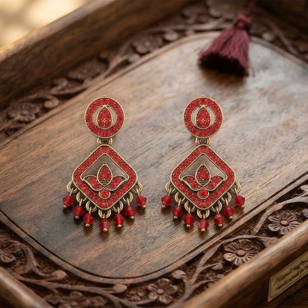 The99Jewel Designer Stone & Pearl Chandelier Earrings for Women