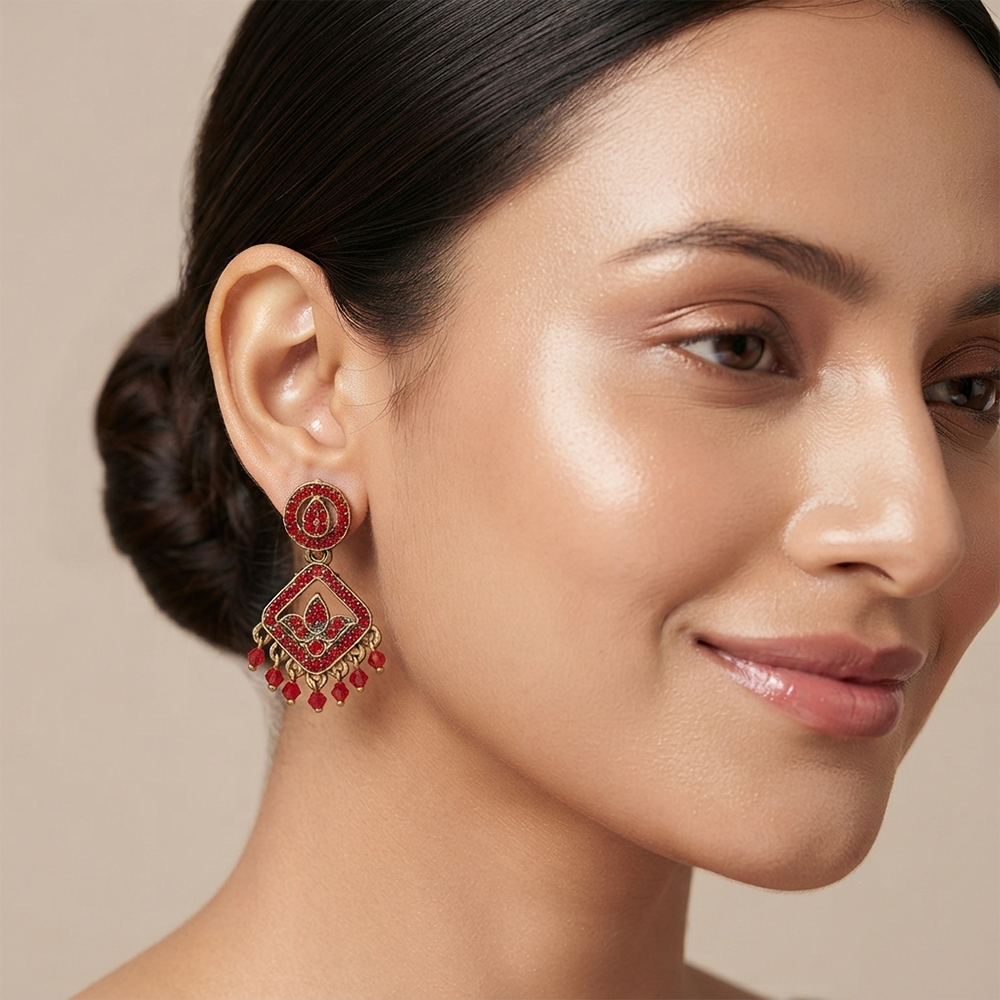 The99Jewel Designer Stone & Pearl Chandelier Earrings for Women