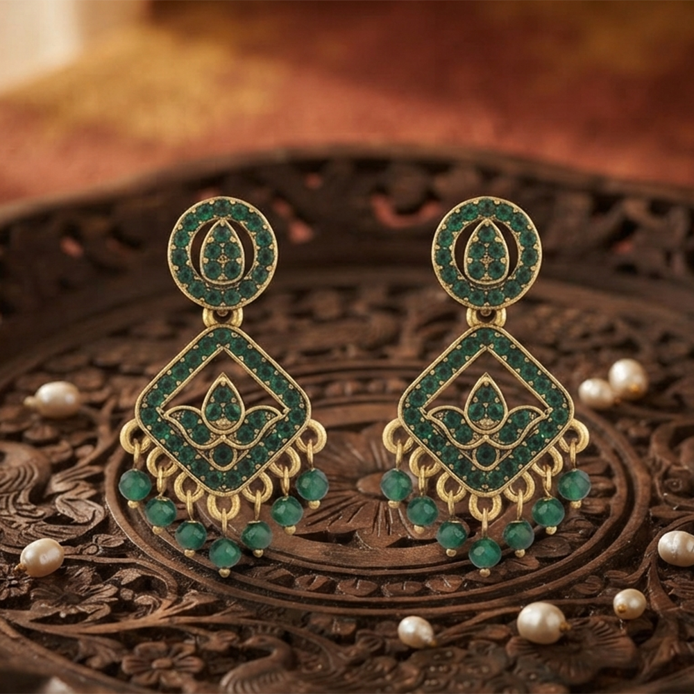 The99Jewel Designer Stone & Pearl Chandelier Earrings for Women