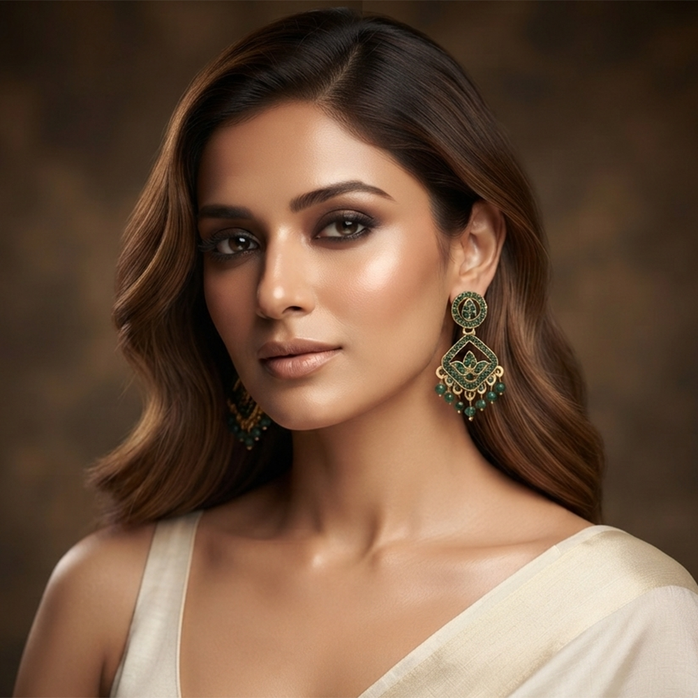 The99Jewel Designer Stone & Pearl Chandelier Earrings for Women