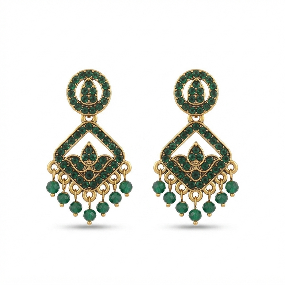 The99Jewel Designer Stone & Pearl Chandelier Earrings for Women