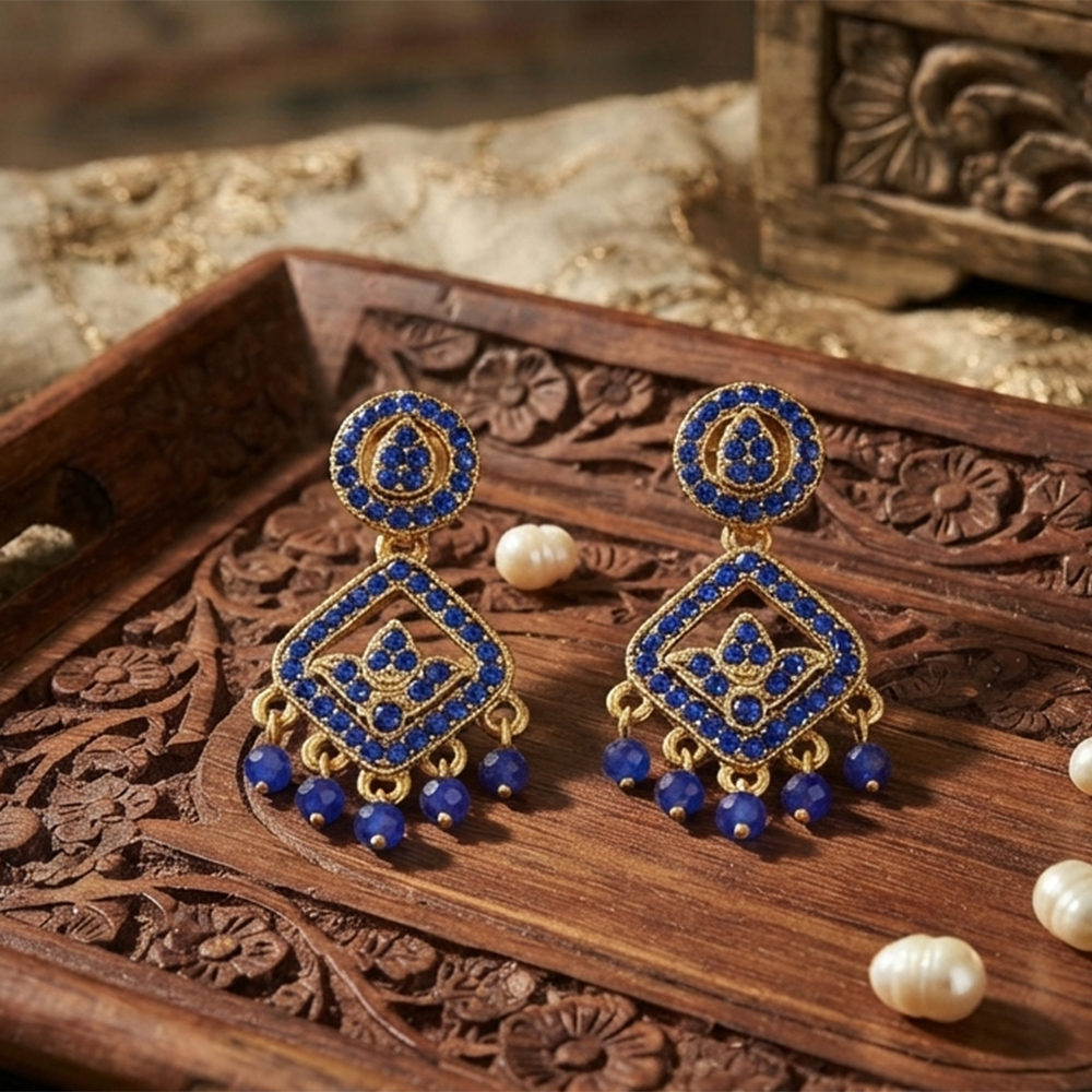 The99Jewel Designer Stone & Pearl Chandelier Earrings for Women