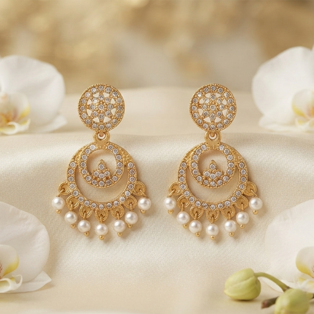 The99Jewel Designer Stone & Pearl Chandelier Earrings for Women