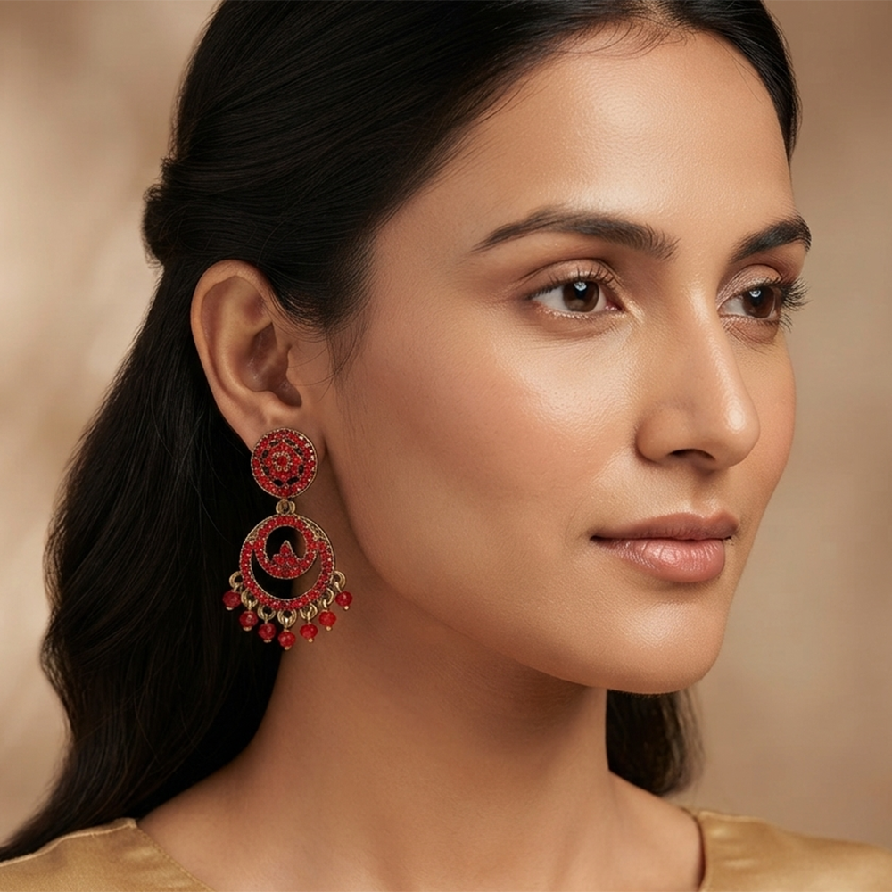 The99Jewel Designer Stone & Pearl Chandelier Earrings for Women