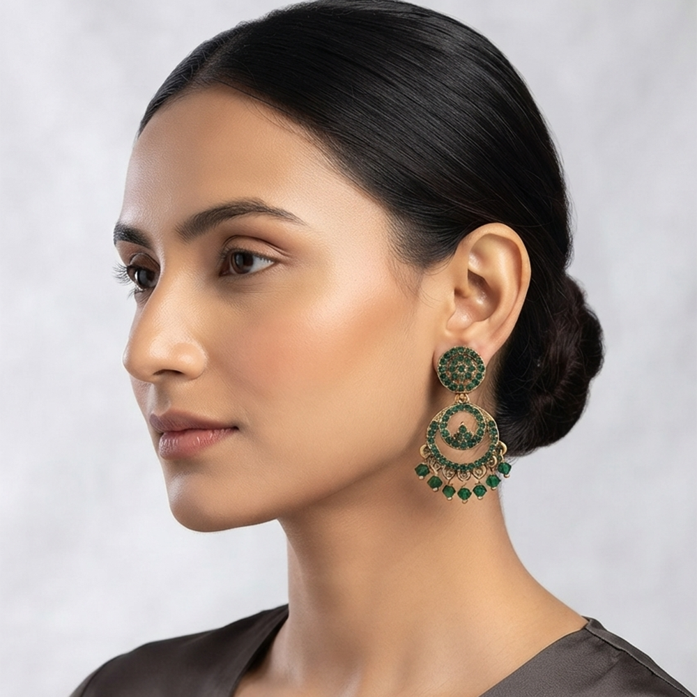 The99Jewel Designer Stone & Pearl Chandelier Earrings for Women