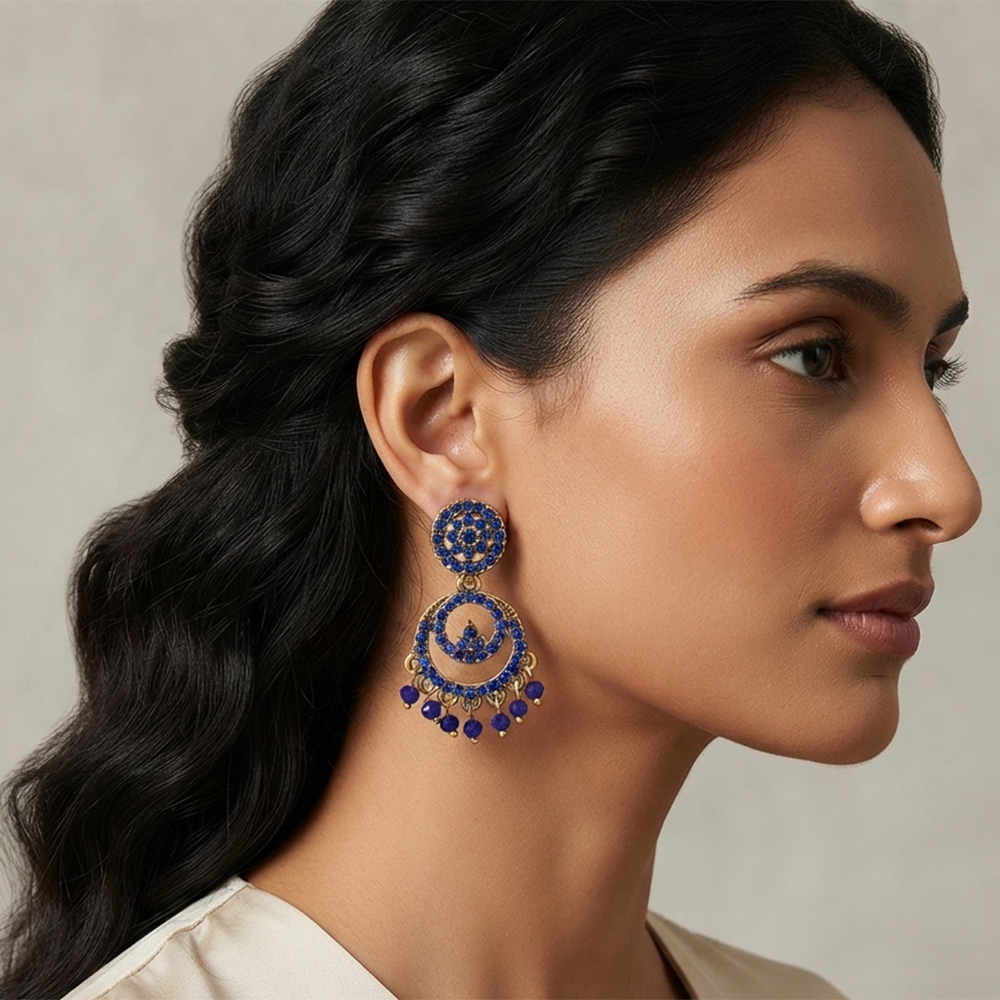The99Jewel Designer Stone & Pearl Chandelier Earrings for Women
