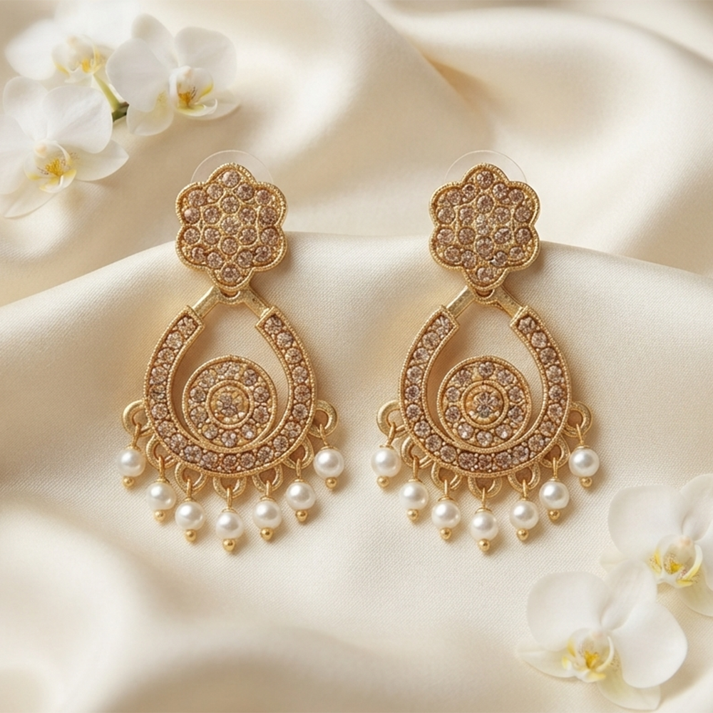 The99Jewel Designer Stone & Pearl Chandelier Earrings for Women