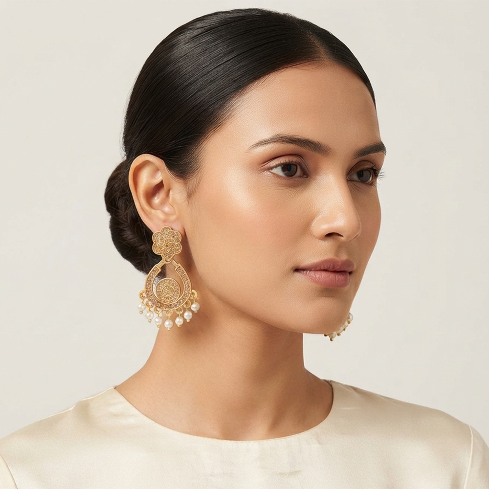 The99Jewel Designer Stone & Pearl Chandelier Earrings for Women