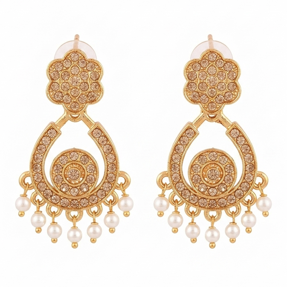 The99Jewel Designer Stone & Pearl Chandelier Earrings for Women