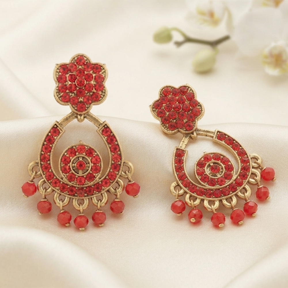 The99Jewel Designer Stone & Pearl Chandelier Earrings for Women