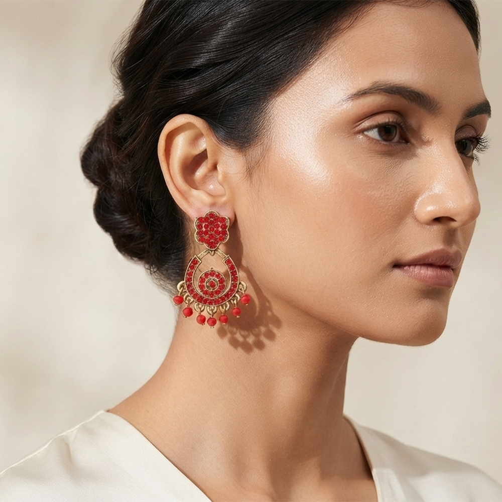 The99Jewel Designer Stone & Pearl Chandelier Earrings for Women