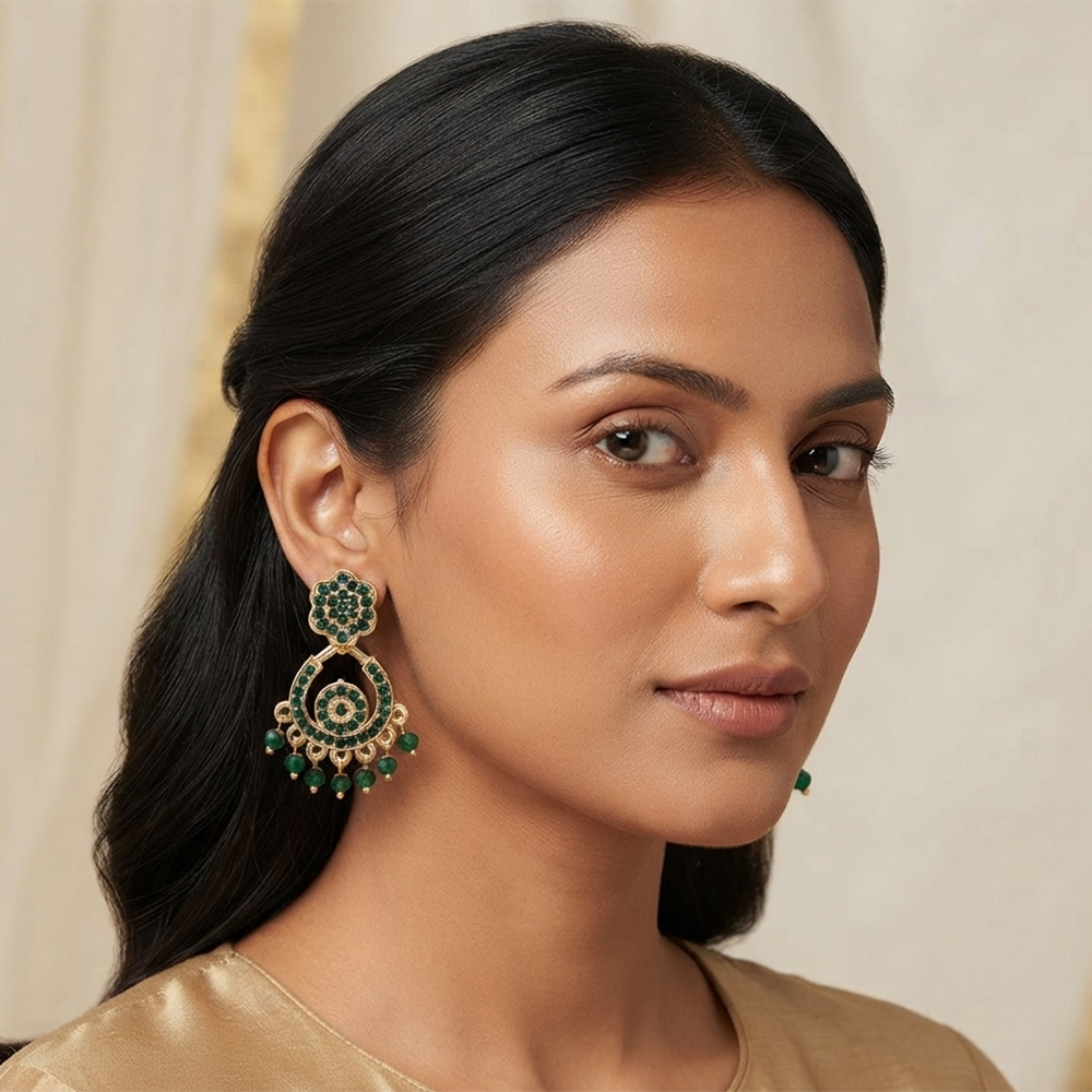 The99Jewel Designer Stone & Pearl Chandelier Earrings for Women
