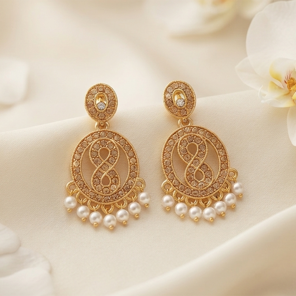 The99Jewel Designer Stone & Pearl Chandelier Earrings for Women