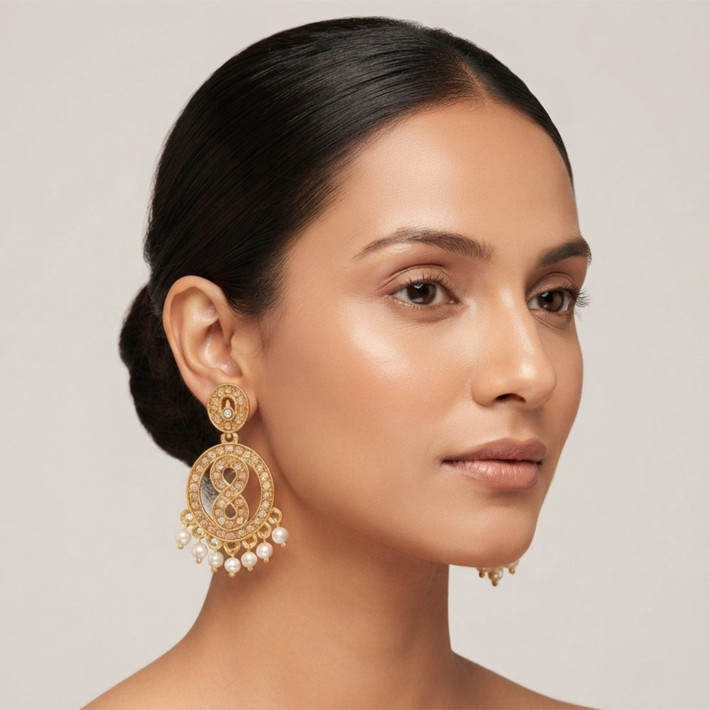 The99Jewel Designer Stone & Pearl Chandelier Earrings for Women