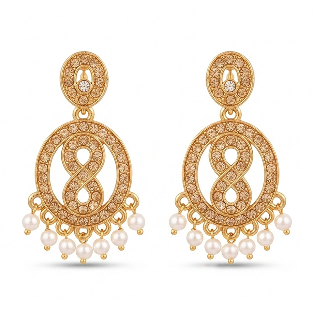 The99Jewel Designer Stone & Pearl Chandelier Earrings for Women