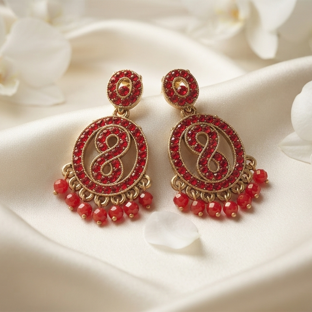 The99Jewel Designer Stone & Pearl Chandelier Earrings for Women