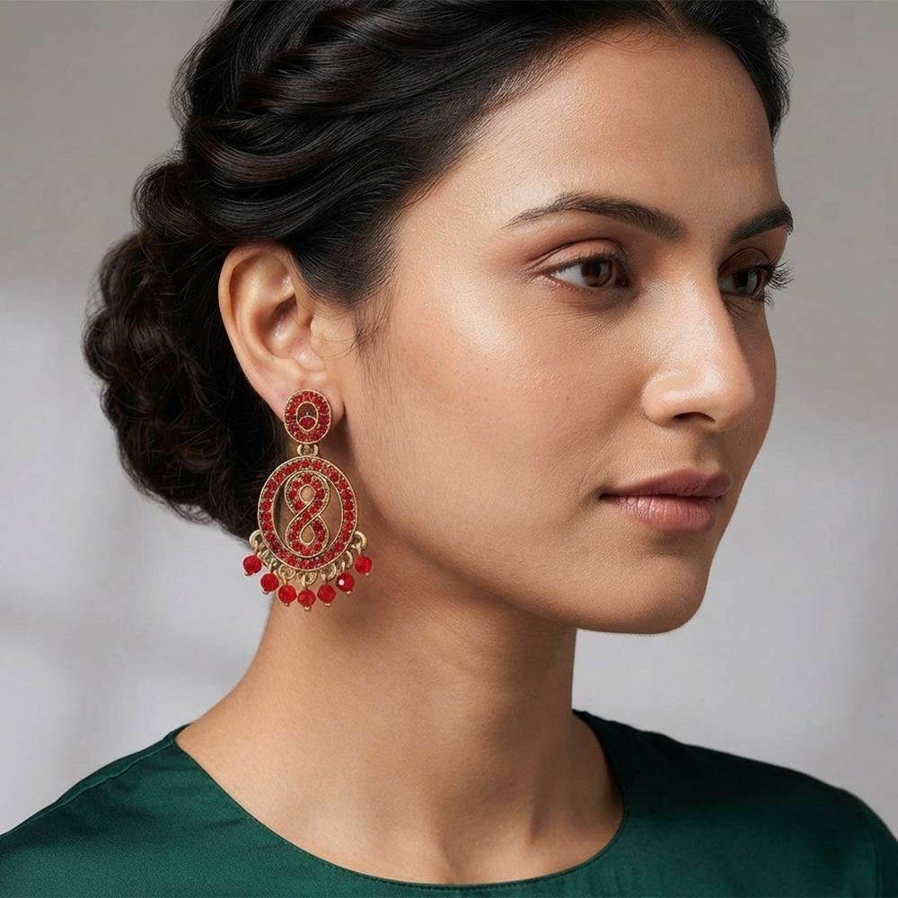 The99Jewel Designer Stone & Pearl Chandelier Earrings for Women