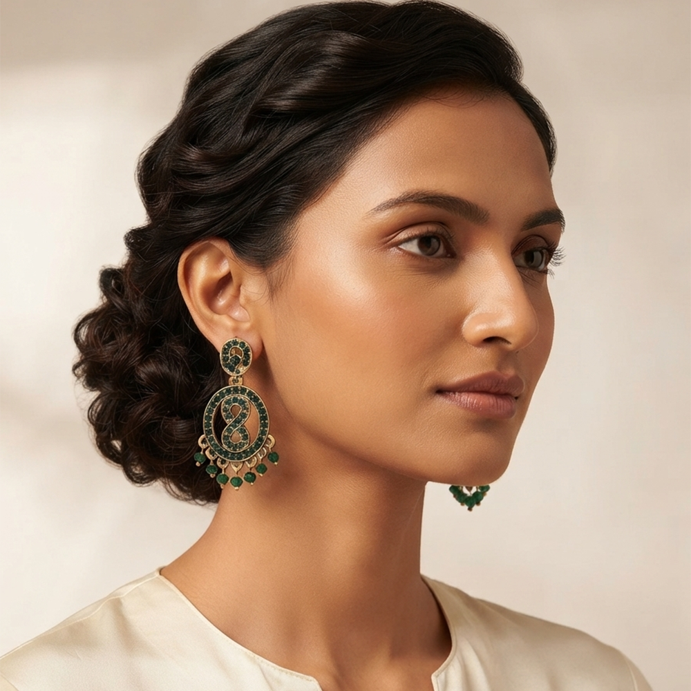 The99Jewel Designer Stone & Pearl Chandelier Earrings for Women