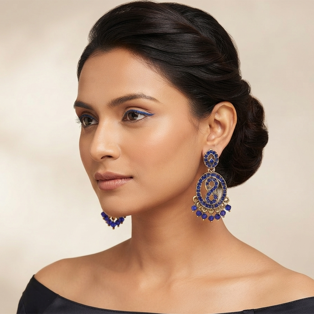 The99Jewel Designer Stone & Pearl Chandelier Earrings for Women