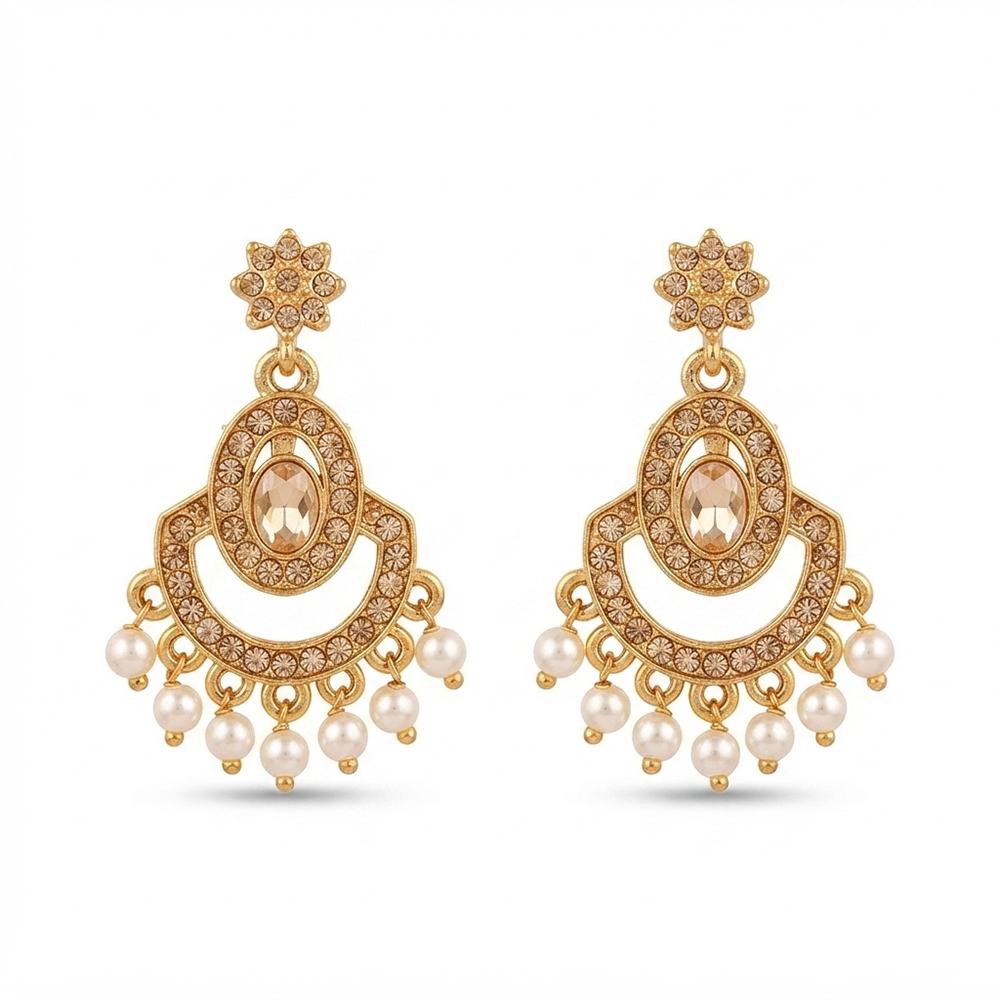 The99Jewel Designer Stone & Pearl Chandelier Earrings for Women