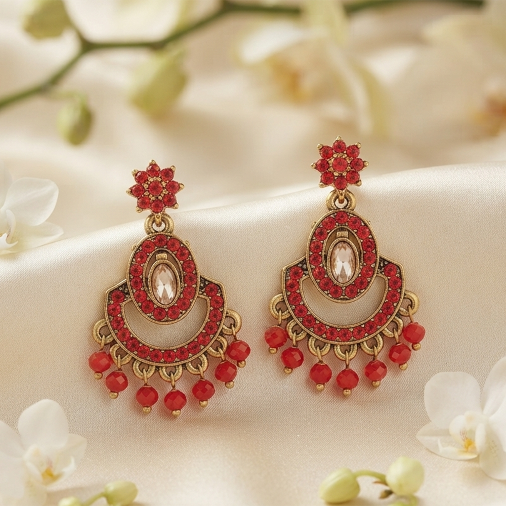 The99Jewel Designer Stone & Pearl Chandelier Earrings for Women